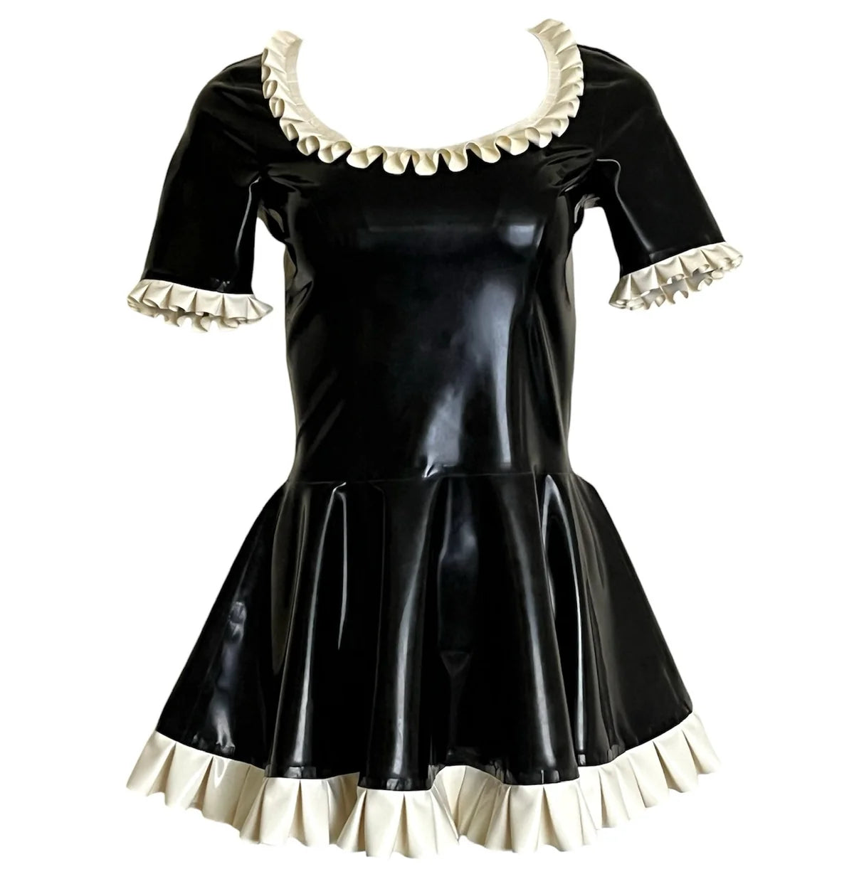 Latex Short Sleeved Mini Maid Dress