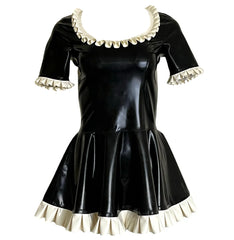 Latex Short Sleeved Mini Maid Dress