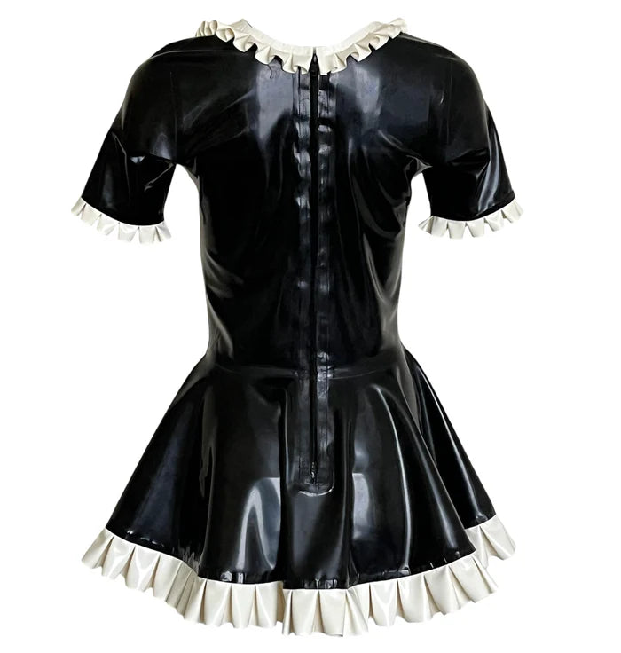 Latex Short Sleeved Mini Maid Dress