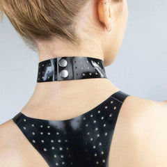 Stellar Black Latex Choker with Polka Dot Detail