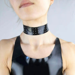 Stellar Black Latex Choker with Polka Dot Detail