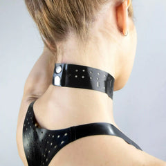 Stellar Black Latex Choker with Polka Dot Detail