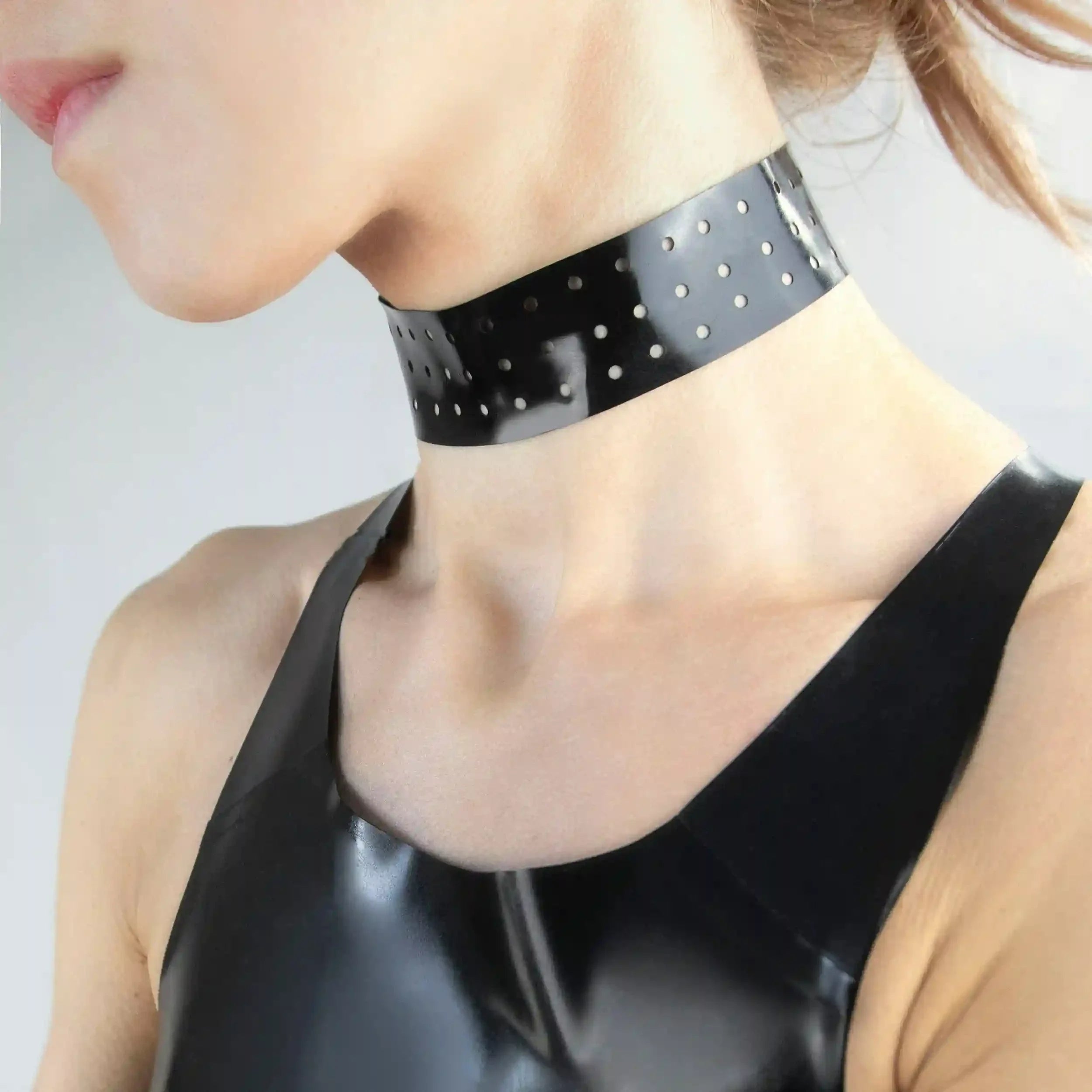 Stellar Black Latex Choker with Polka Dot Detail