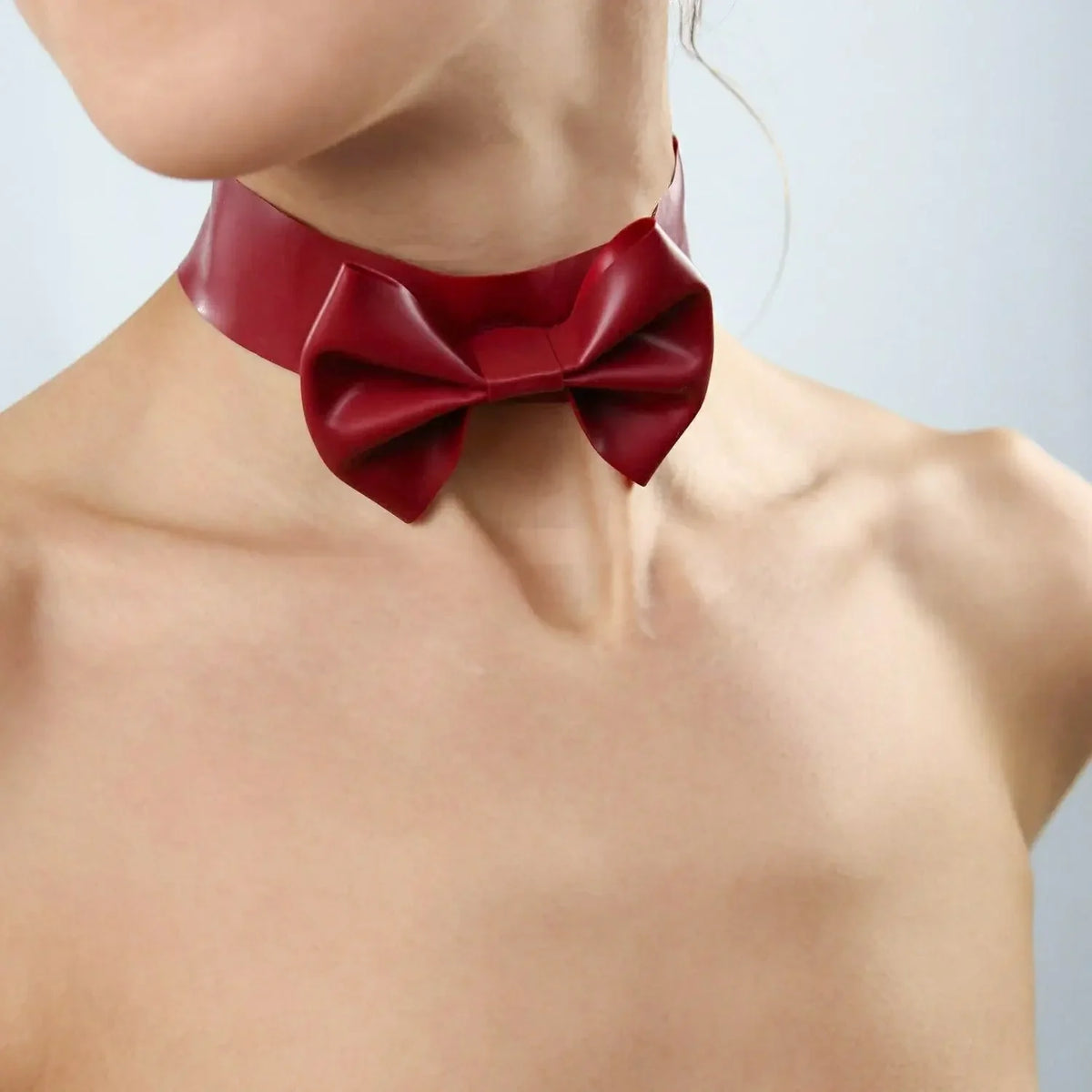 Elegant Red Bow Choker