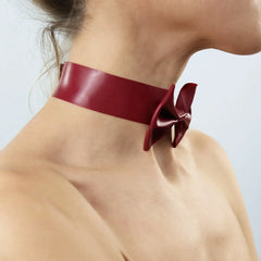 Elegant Red Bow Choker