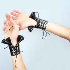 Black Lace-Up Gauntlets