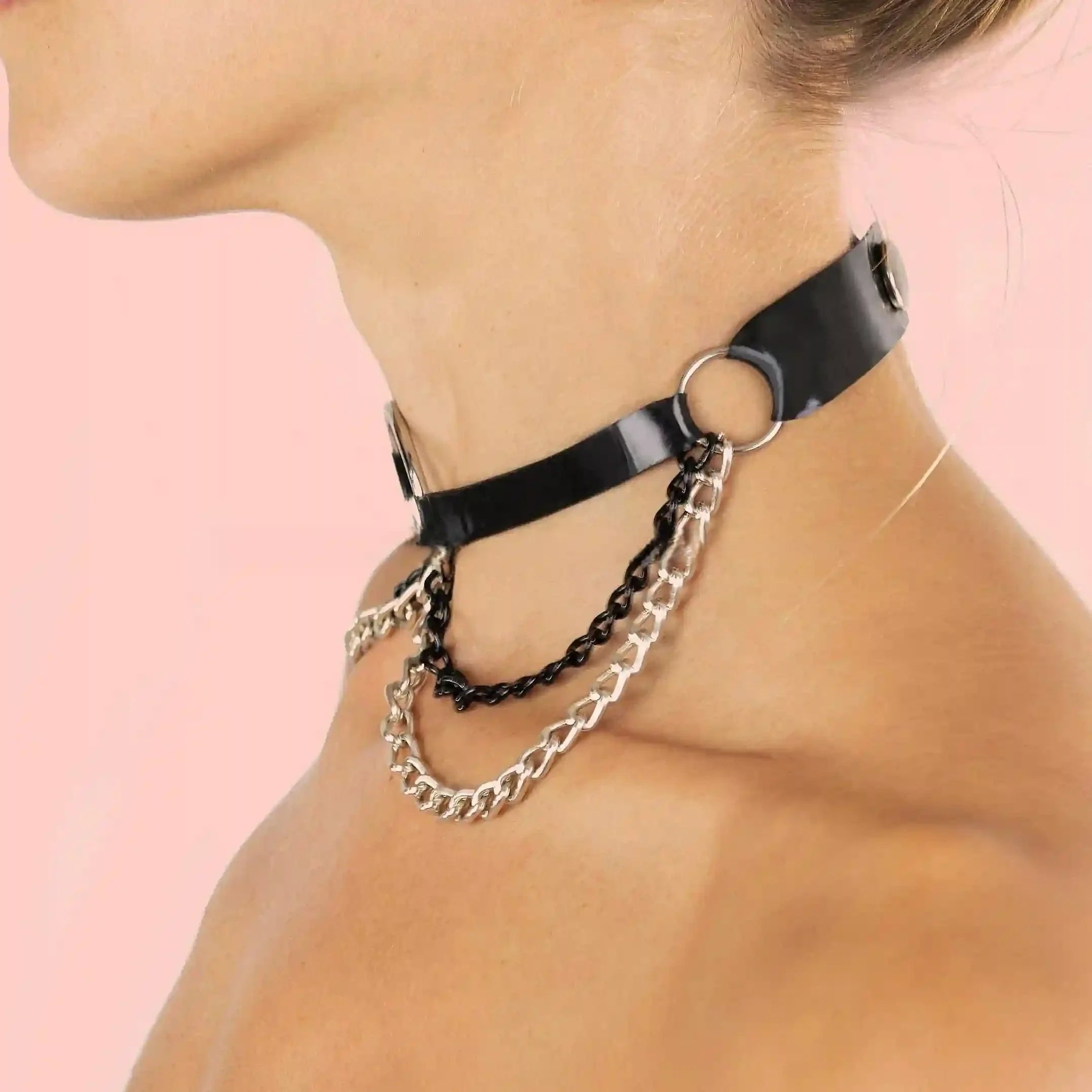 Chic Black Collar with Chains