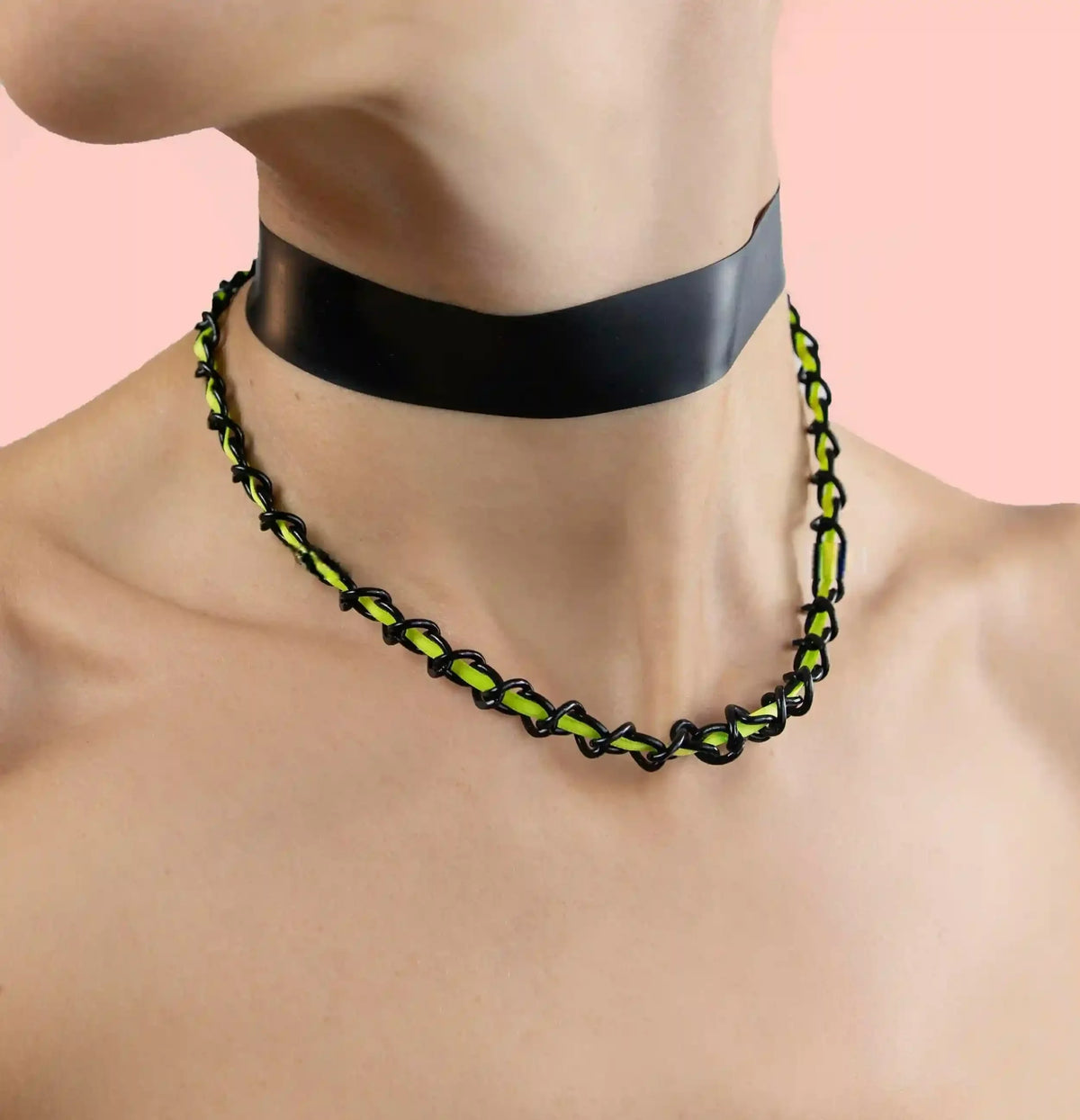 Neon and Black Link Necklace