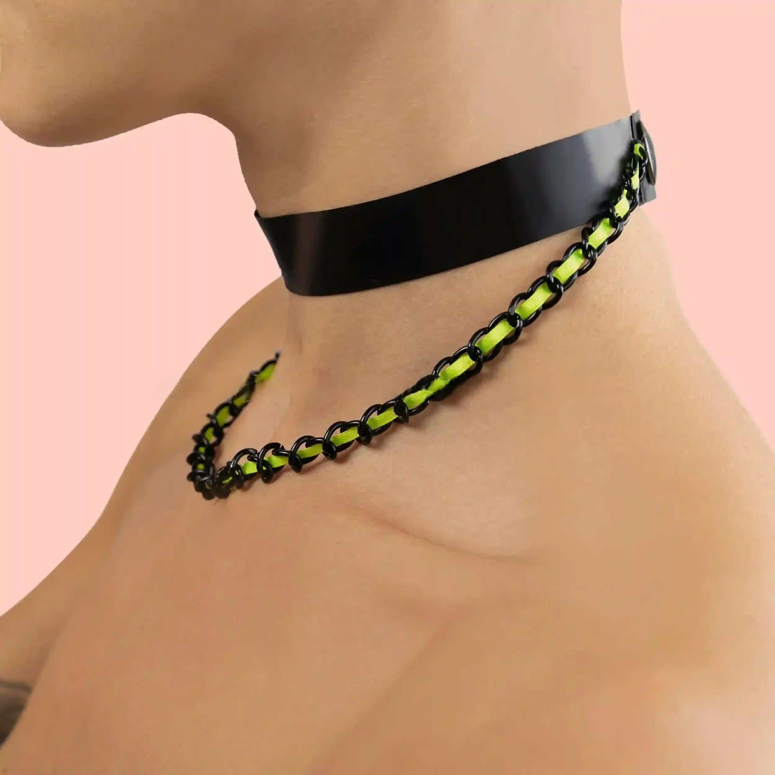 Neon and Black Link Necklace