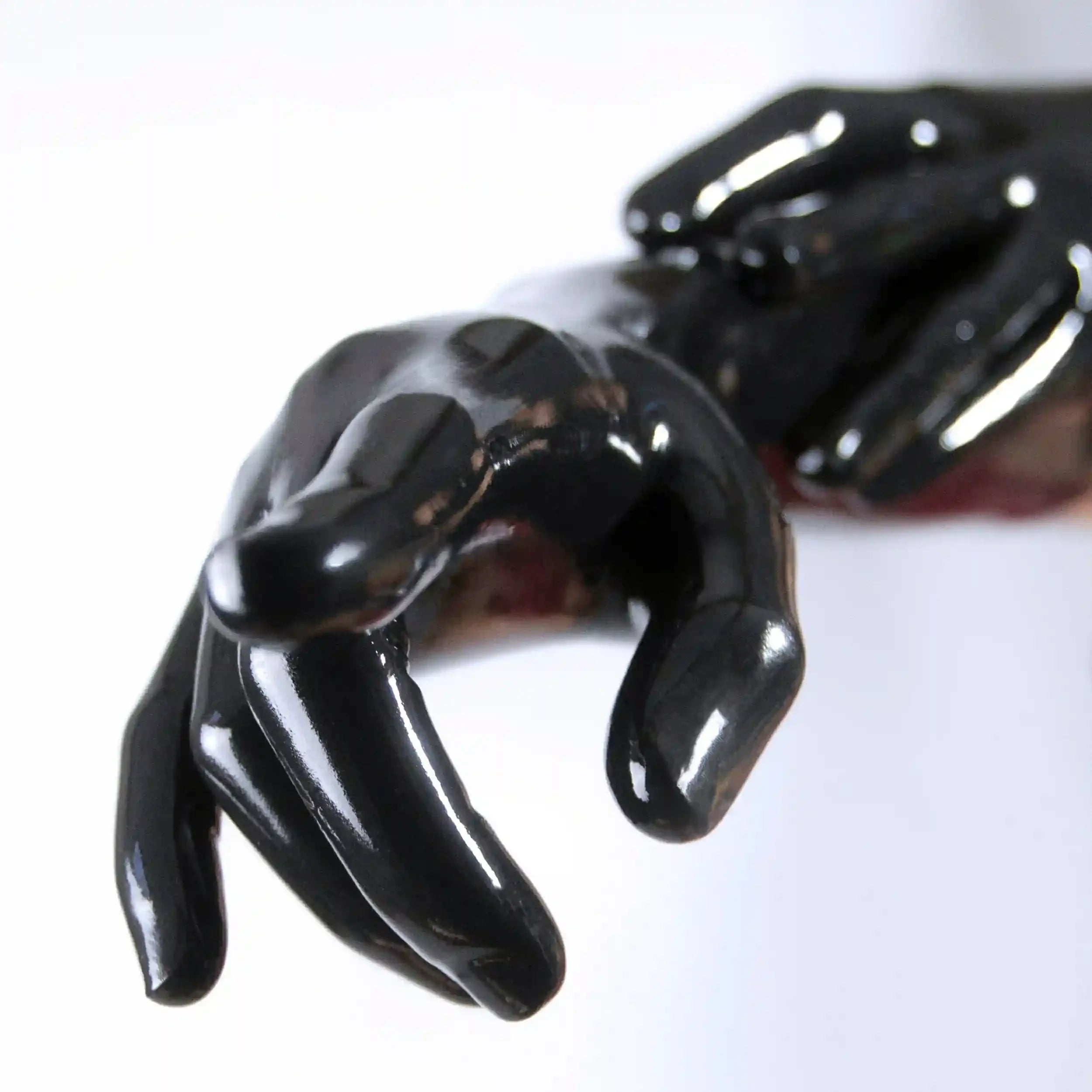 Midnight Gleam Latex Opera Gloves