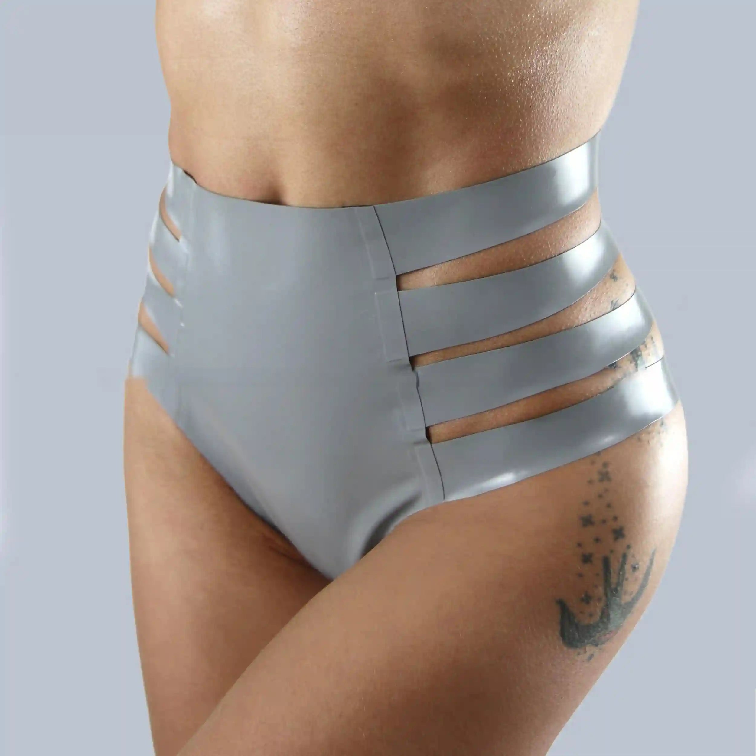 Strappy High-Waist Latex Panties