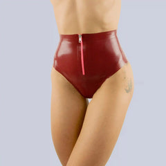 Latex panty met hoge taille en ritssluiting aan de voorkant