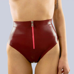 High-Waisted Latex Panty with Front Zipper