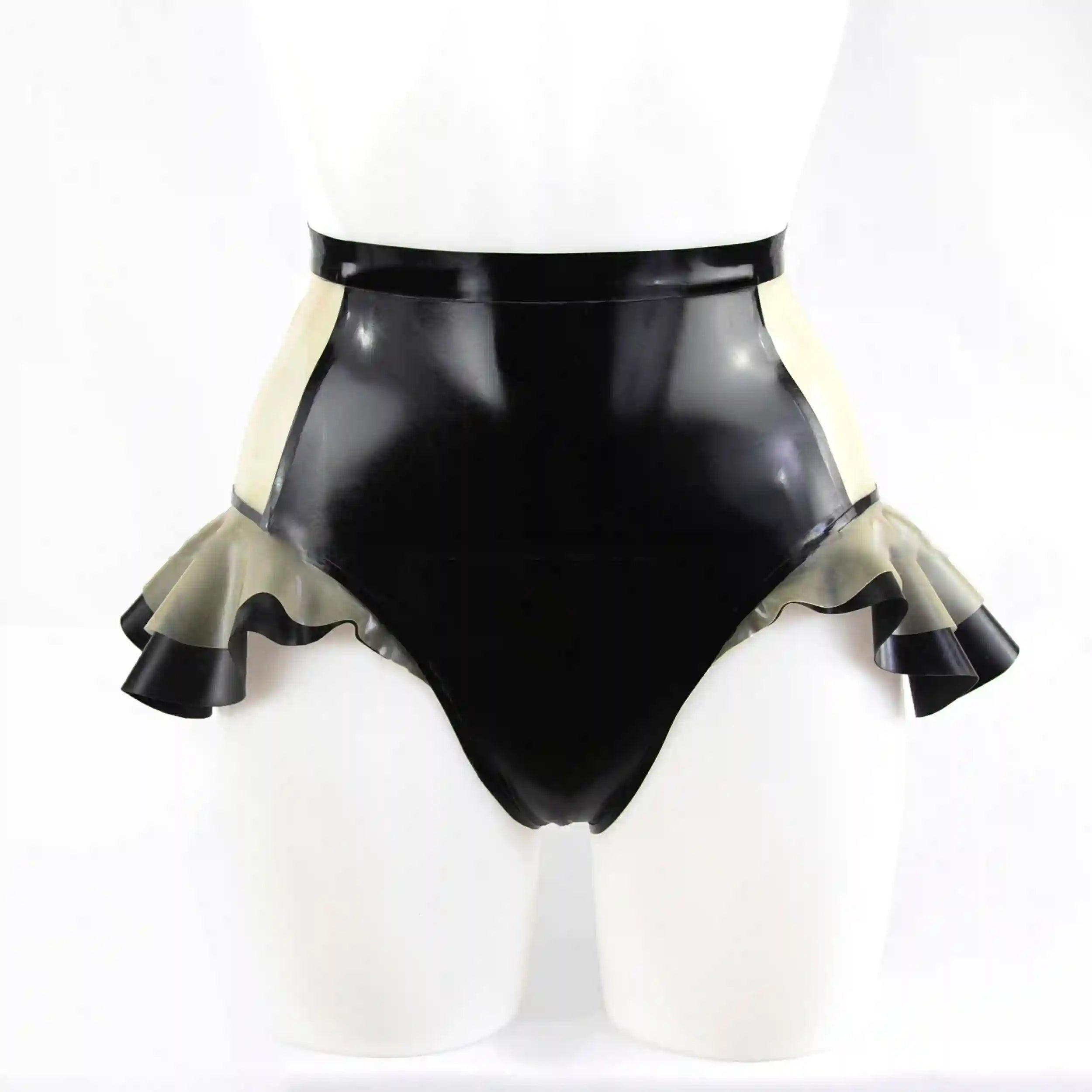 Ruffle-Edged High-Waist Latex Panty