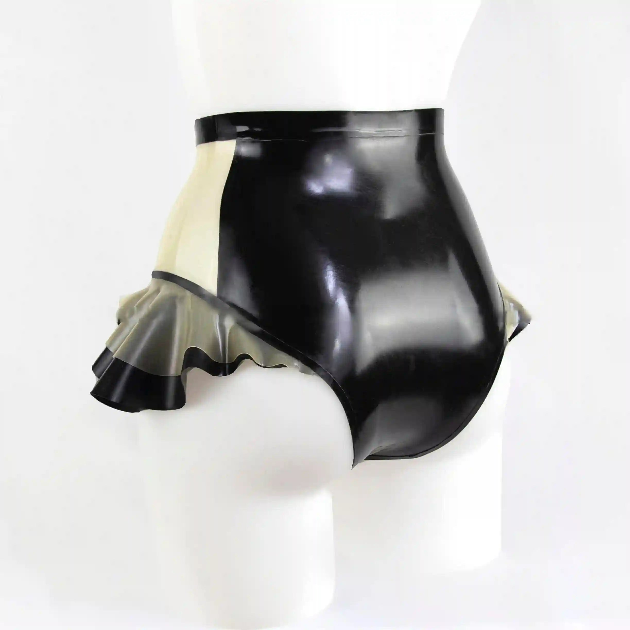 Ruffle-Edged High-Waist Latex Panty