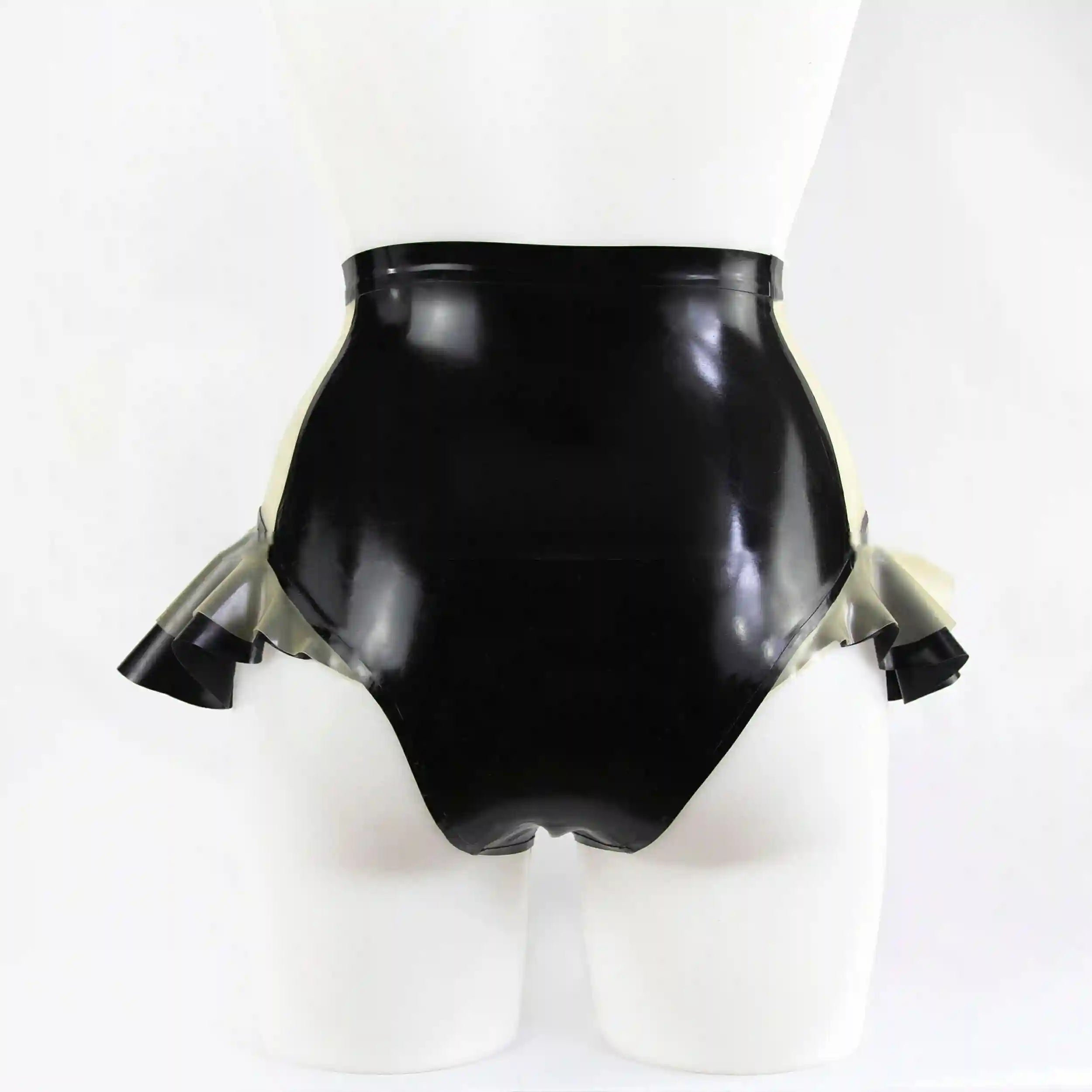 Ruffle-Edged High-Waist Latex Panty