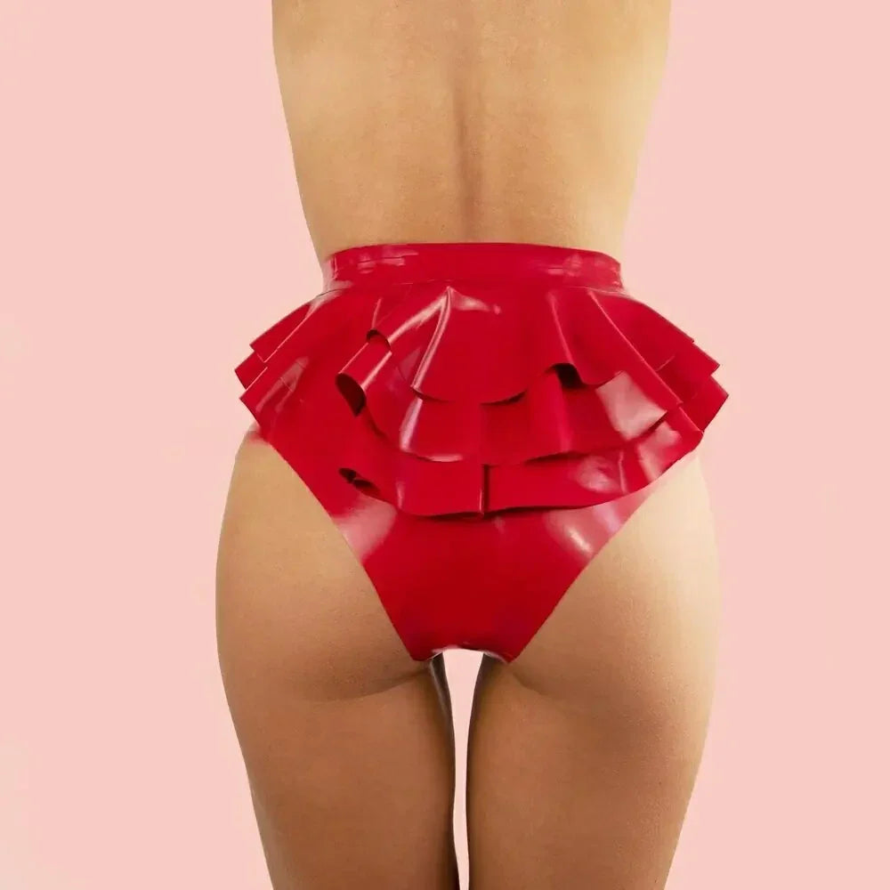 Ruby Ruffle Latex Playful Panties