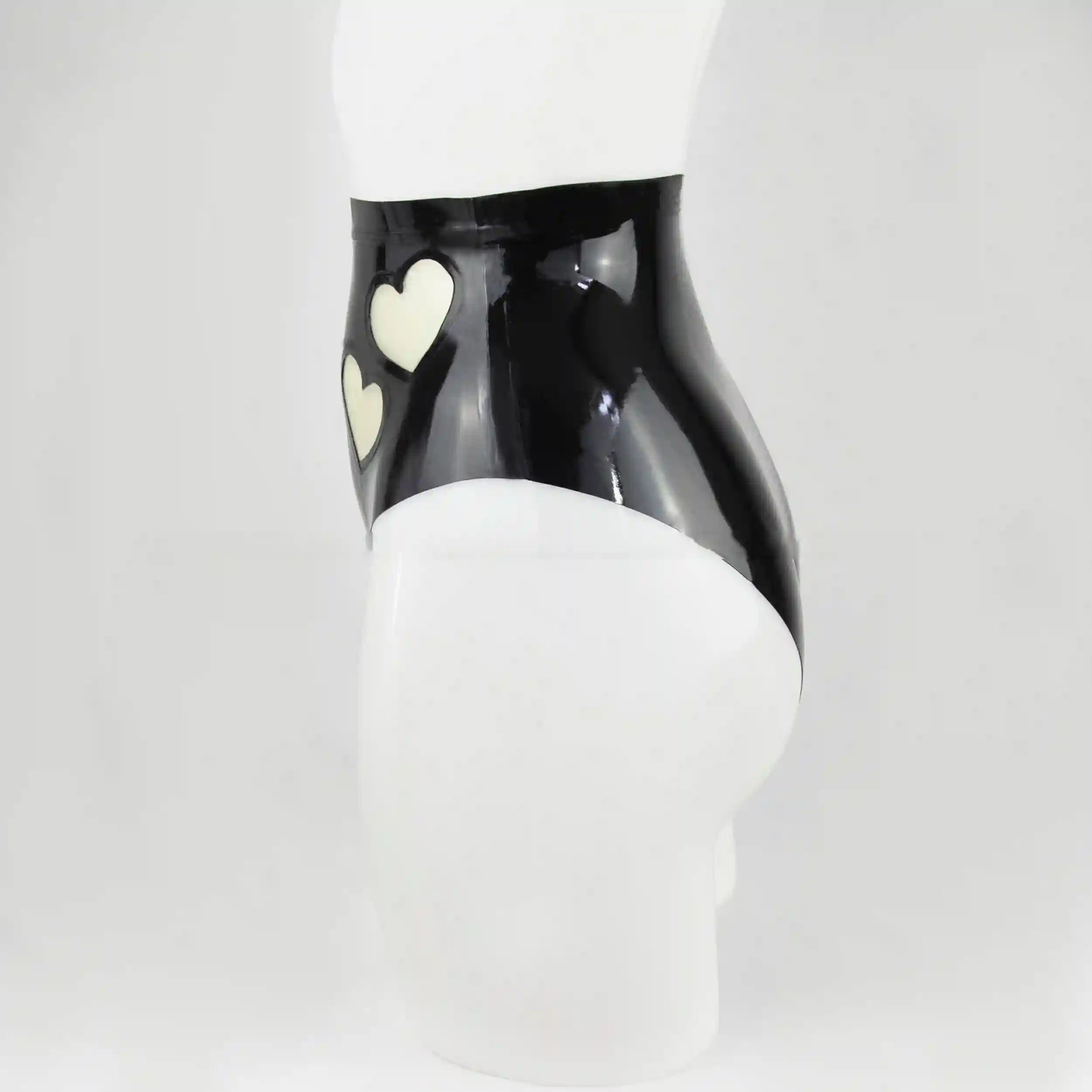 Heart Accent High-Waist Latex Panty