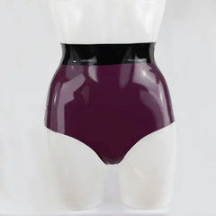 Met golf getrimde latex panty met hoge pijpen