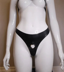 Classic Black Latex Panty with O-Ring Accent