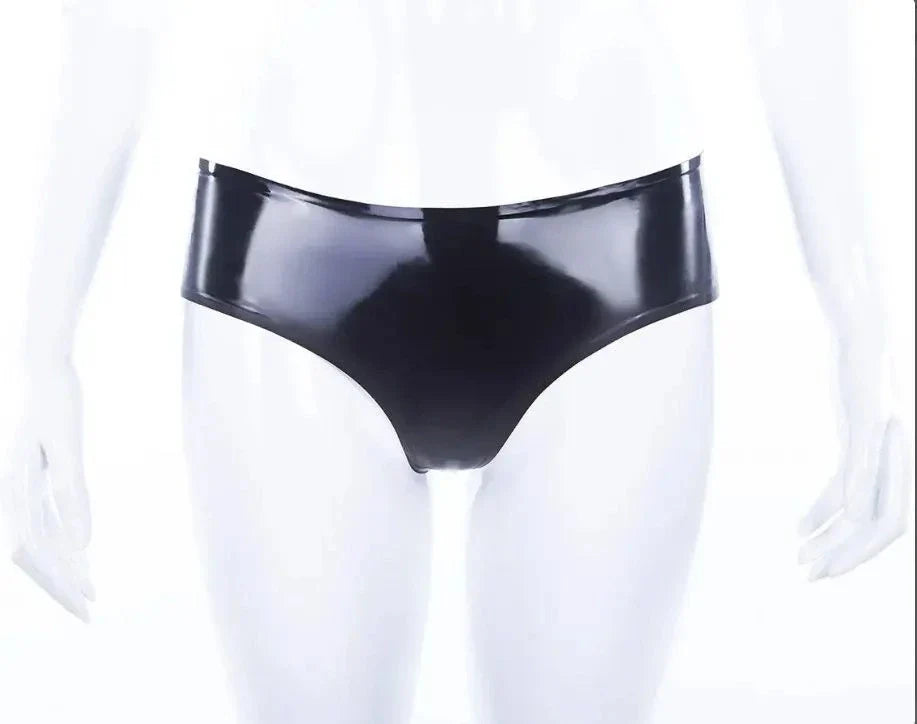 Schicke schwarze Latex-Unterwäsche mit hoher Taille