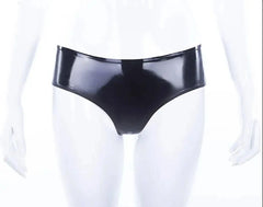 Sleek Black Latex High-Waisted Underwear