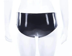 Sleek Black Latex High-Waisted Underwear