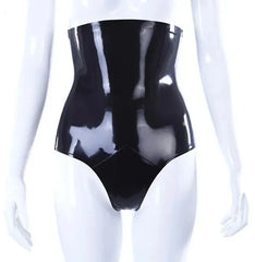 Glanzende latex panty met hoge taille en ritssluiting aan de voorkant