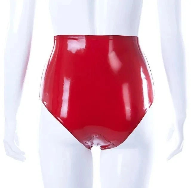 Vibrant Red High-Waisted Latex Panty