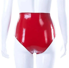 Vibrant Red High-Waisted Latex Panty