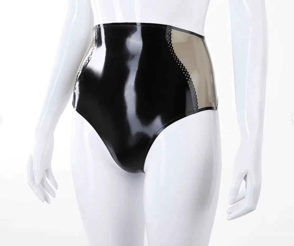 High-Waisted Latex Panty with Delicate Trim Detailing