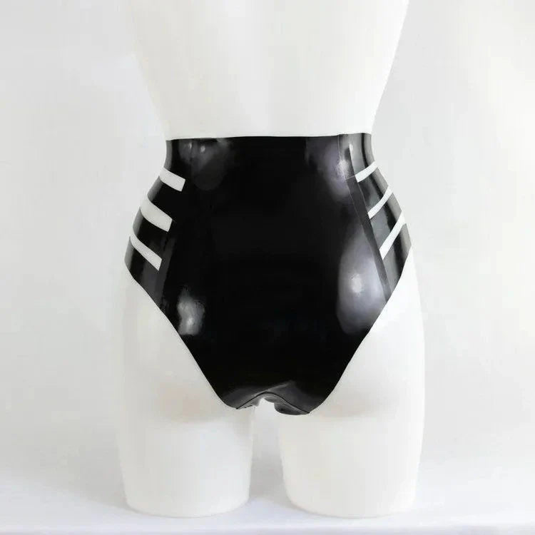 Contemporary High-Cut Black Latex Panty with Strappy Sides