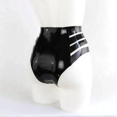 Contemporary High-Cut Black Latex Panty with Strappy Sides