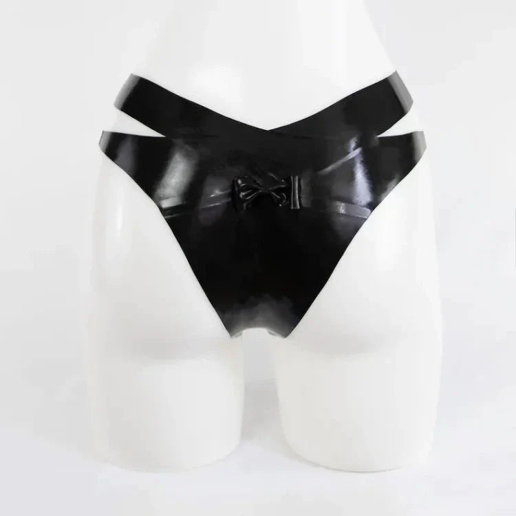 Sensual Latex Thong with Bow Detail