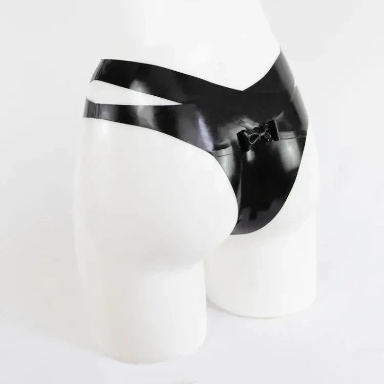 Sensual Latex Thong with Bow Detail