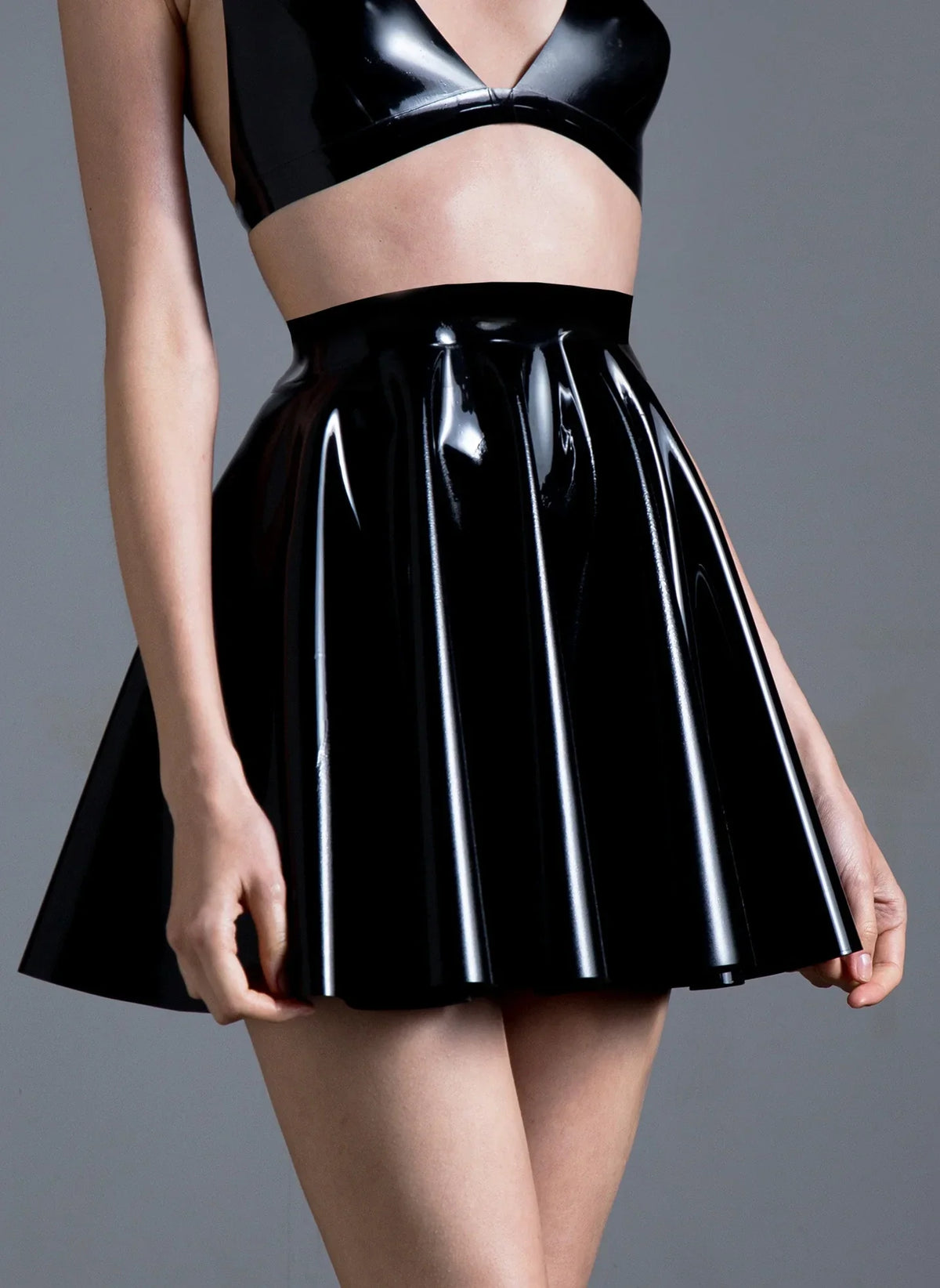 Sexy Black Zipper Latex Skirt