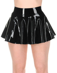 Luxurious Black Pleated Latex Skirt