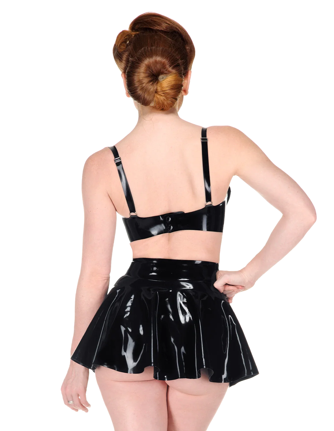 Luxurious Black Pleated Latex Skirt