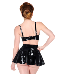 Luxurious Black Pleated Latex Skirt