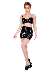 Charming Black Latex Flared Skirt