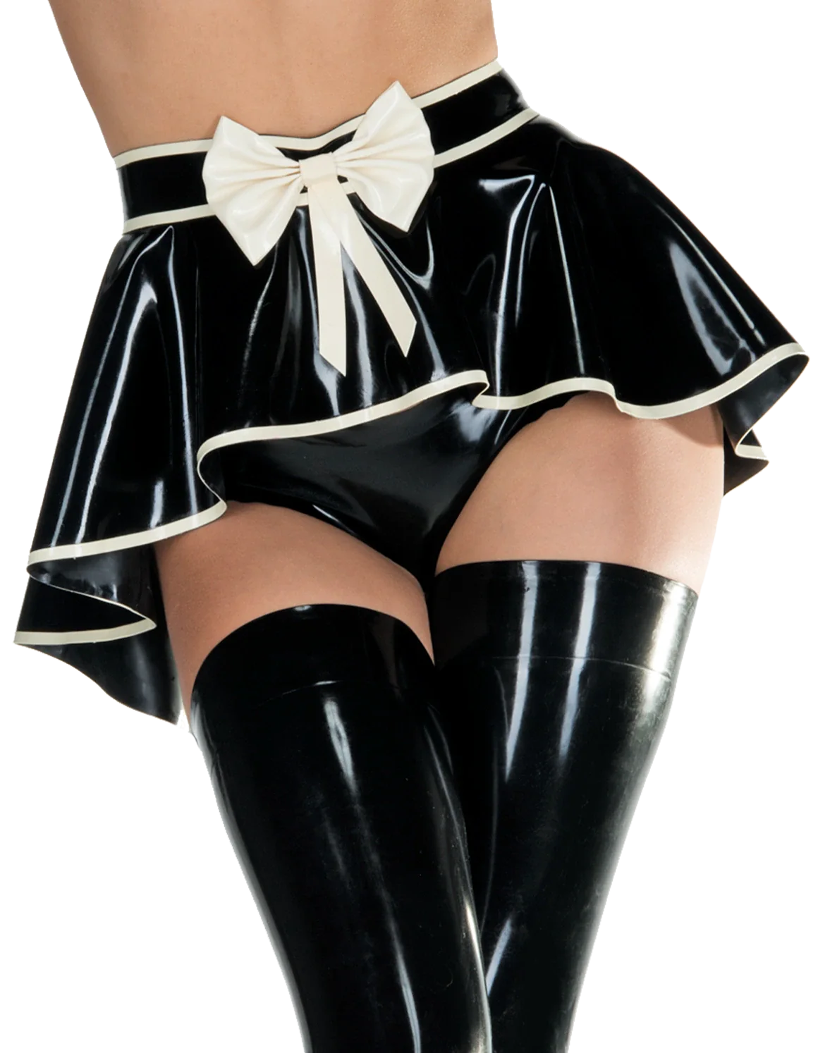 Elegant Black High-Waisted Latex Skirt