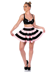 Pink and Black Striped Mini Skirt