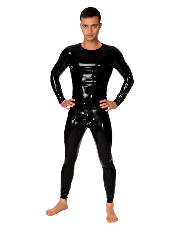 Tight Fit Black Latex Long Sleeve Shirt