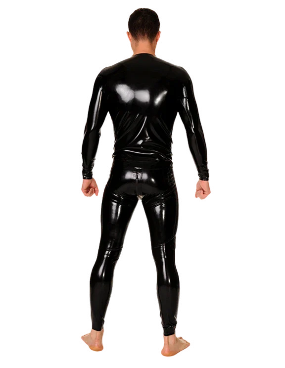 Tight Fit Black Latex Long Sleeve Shirt