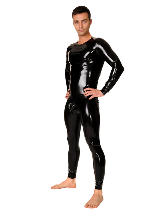 Tight Fit Black Latex Long Sleeve Shirt