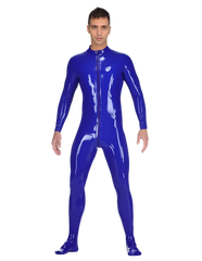 Glossy Blue Full-Body Latex Catsuit