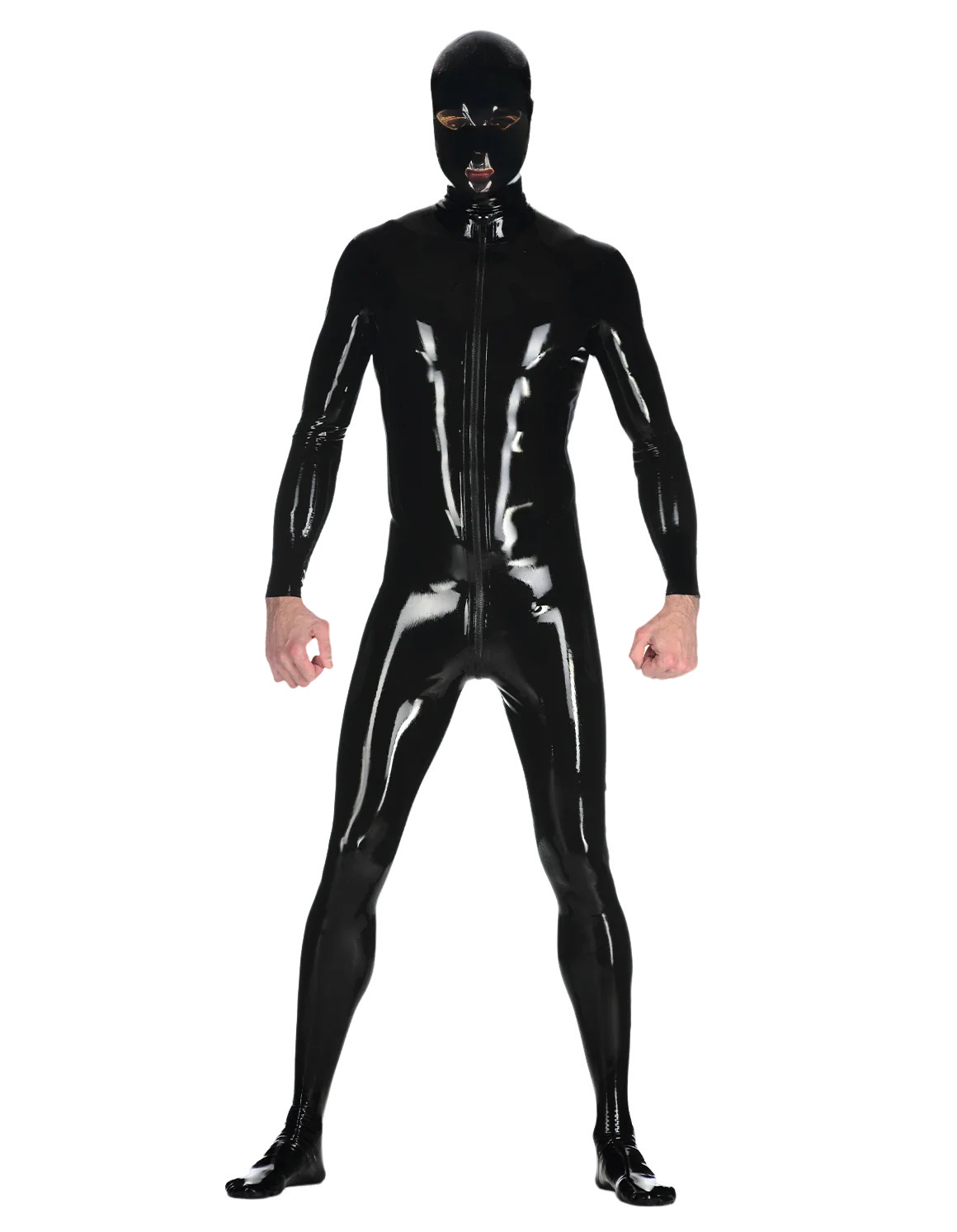 Glossy Blue Full-Body Latex Catsuit