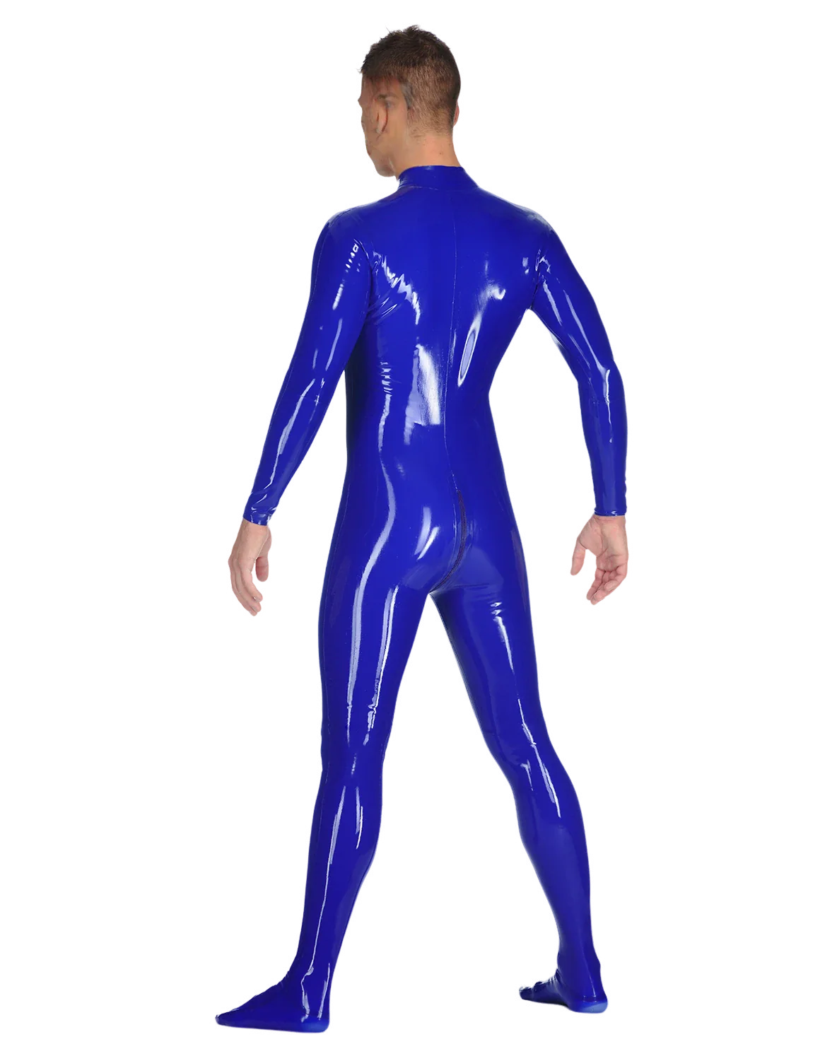 Glossy Blue Full-Body Latex Catsuit