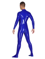 Glossy Blue Full-Body Latex Catsuit