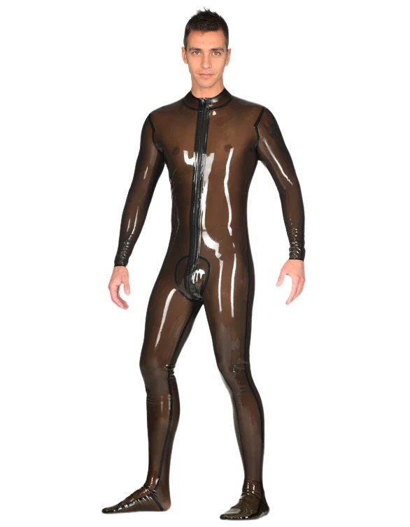 Sheer Brown Full-Body Latex Catsuit